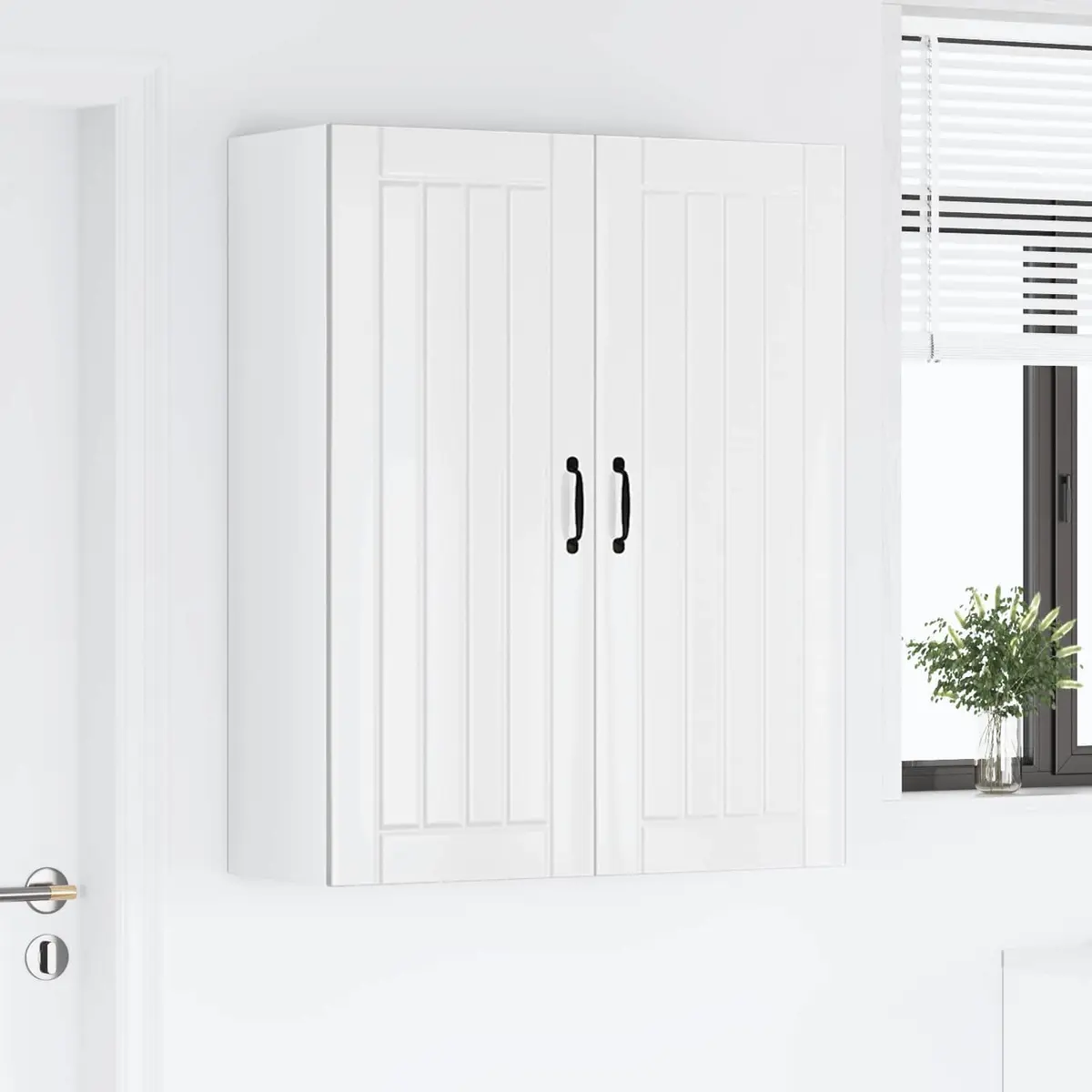 Wall Cabinet Kitchen Storage Engineered Wood High Gloss White 80 x 31 x 100 cm