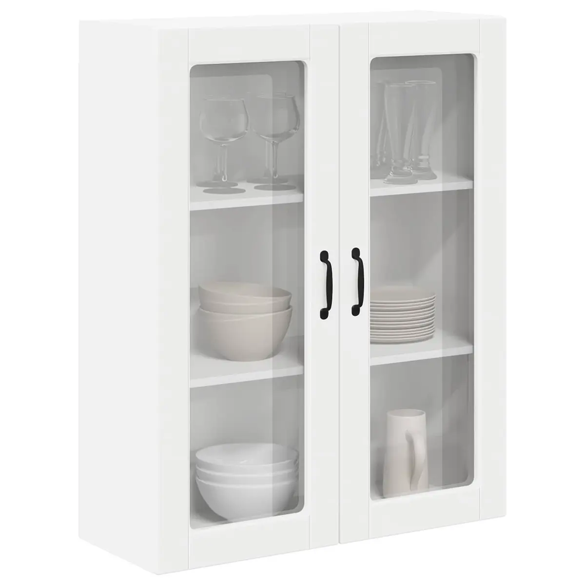 Wall Glass Cabinet White Kitchen Storage Unit 80 x 31 x 100 cm Modern Furniture