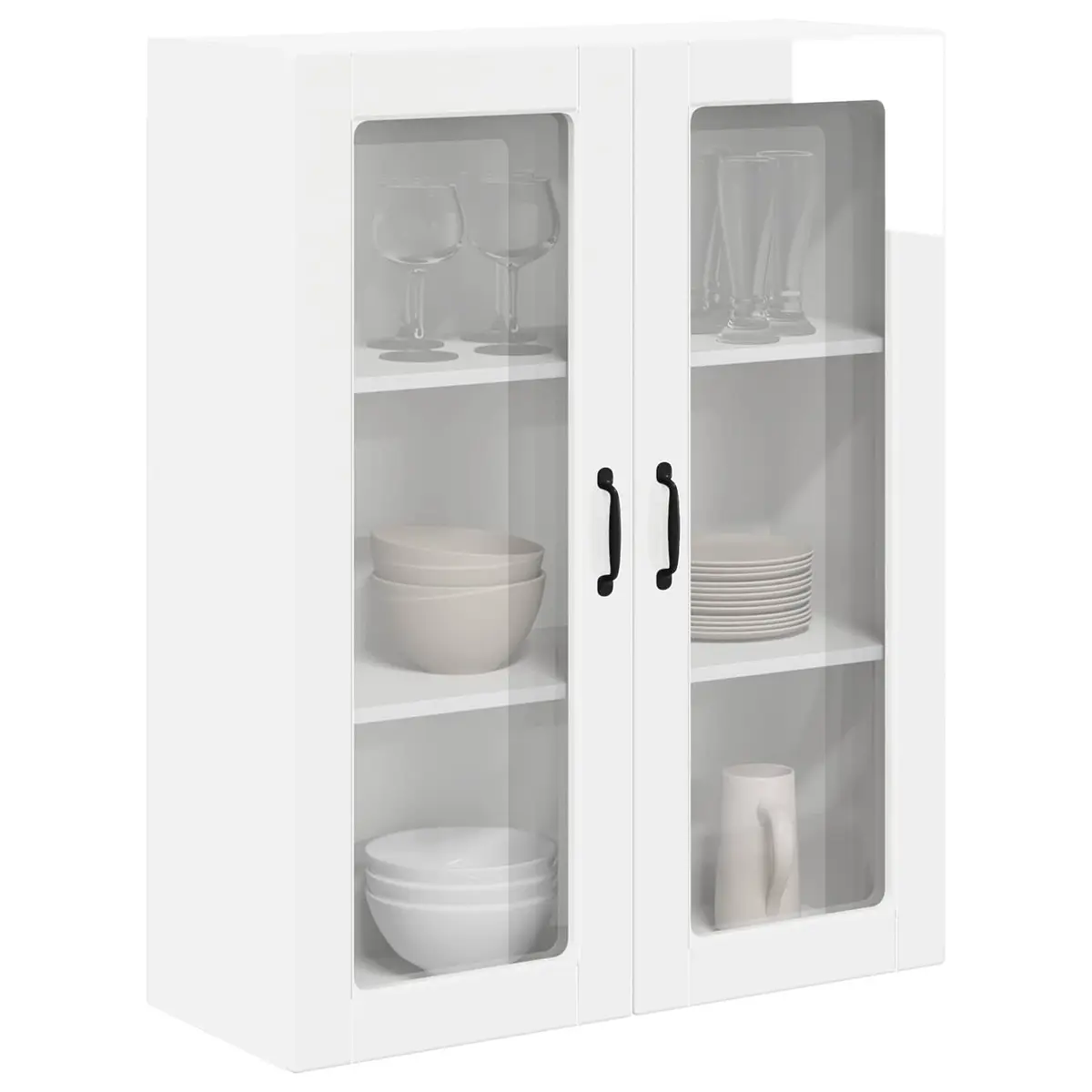 High Gloss White Wall Glass Cabinet