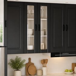 Wall-Mounted Glass Cabinet 60x31x100cm Black Engineered Wood