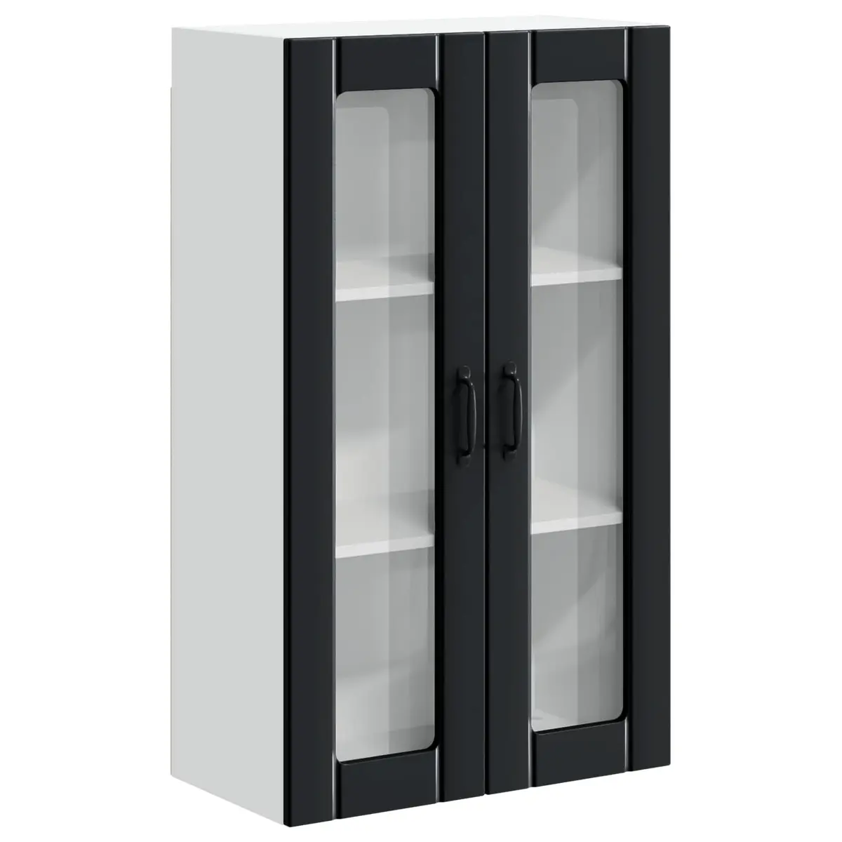 Wall-Mounted Glass Cabinet 60x31x100cm Black Engineered Wood