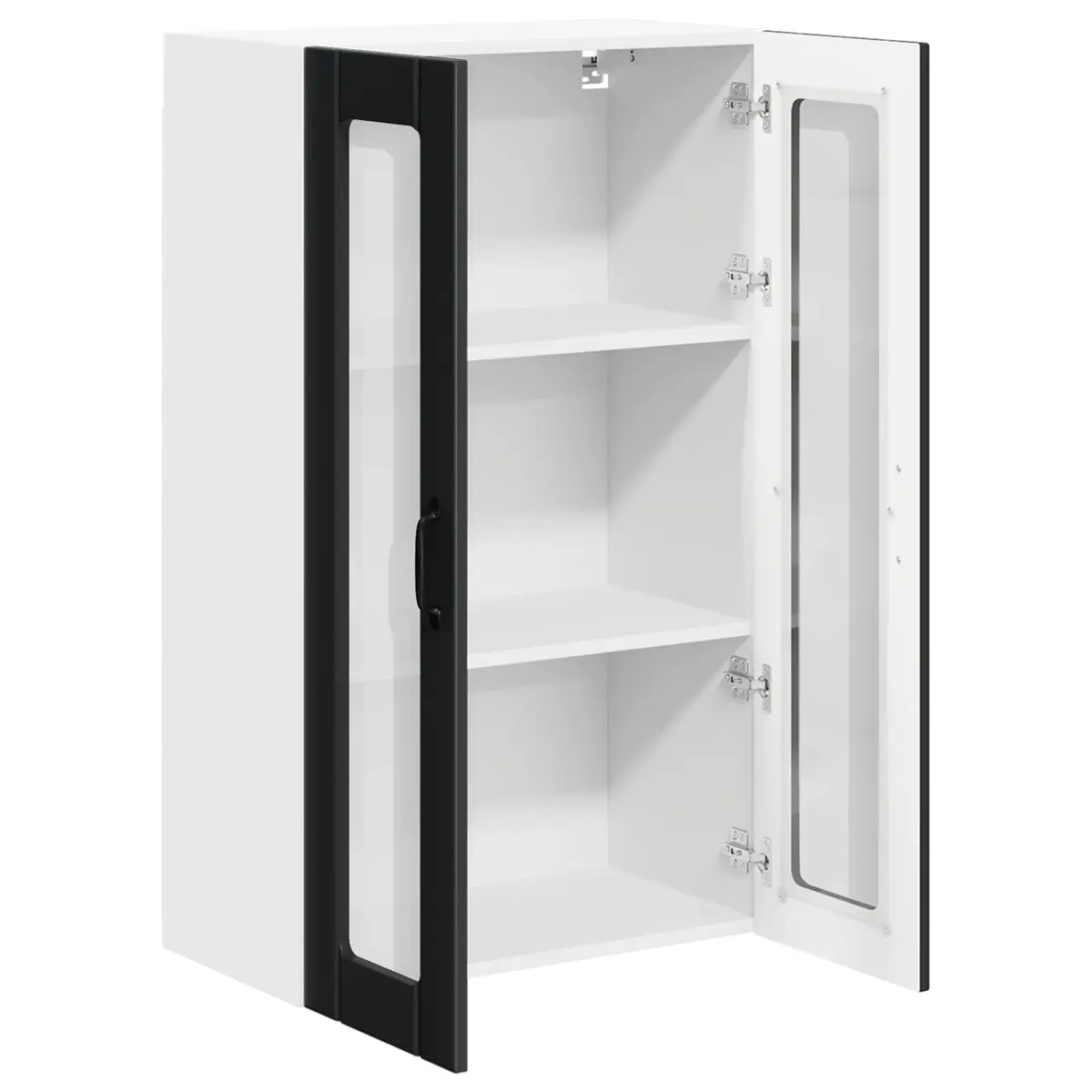 Wall-Mounted Glass Cabinet 60x31x100cm Black Engineered Wood