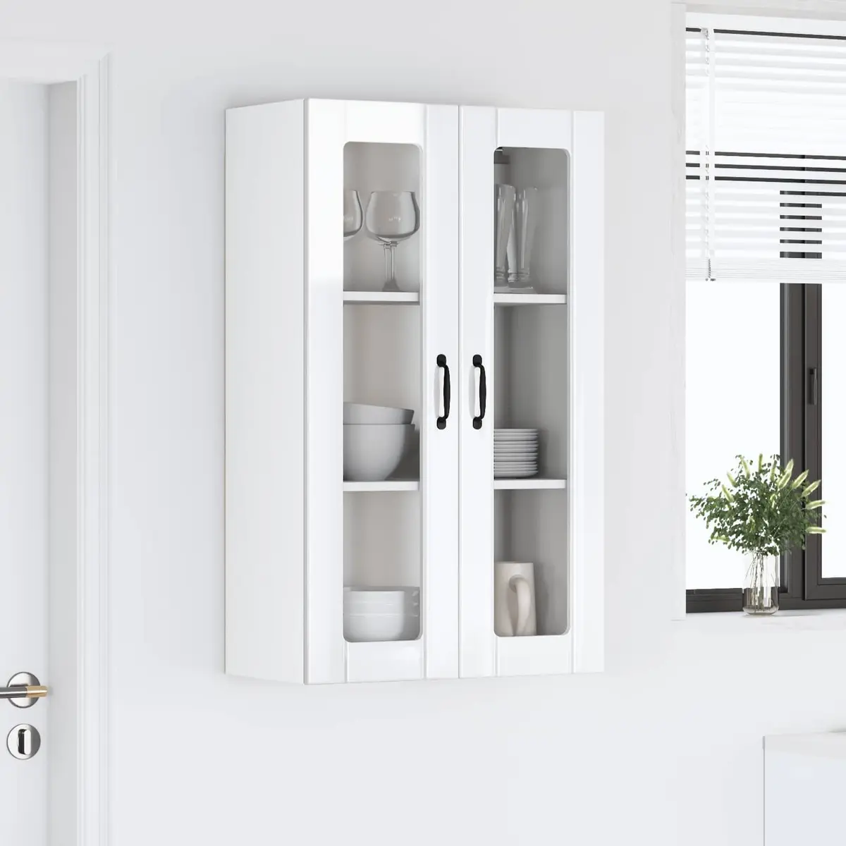 Wall Glass Cabinet Kitchen Storage 60x31x100cm