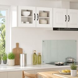 Wall Glass Cabinet 40x31x40cm in White Engineered Wood
