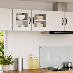 Wall Glass Cabinet White Kitchen Storage 2 Pcs 40 x 31 x 40 cm Modern Shelves