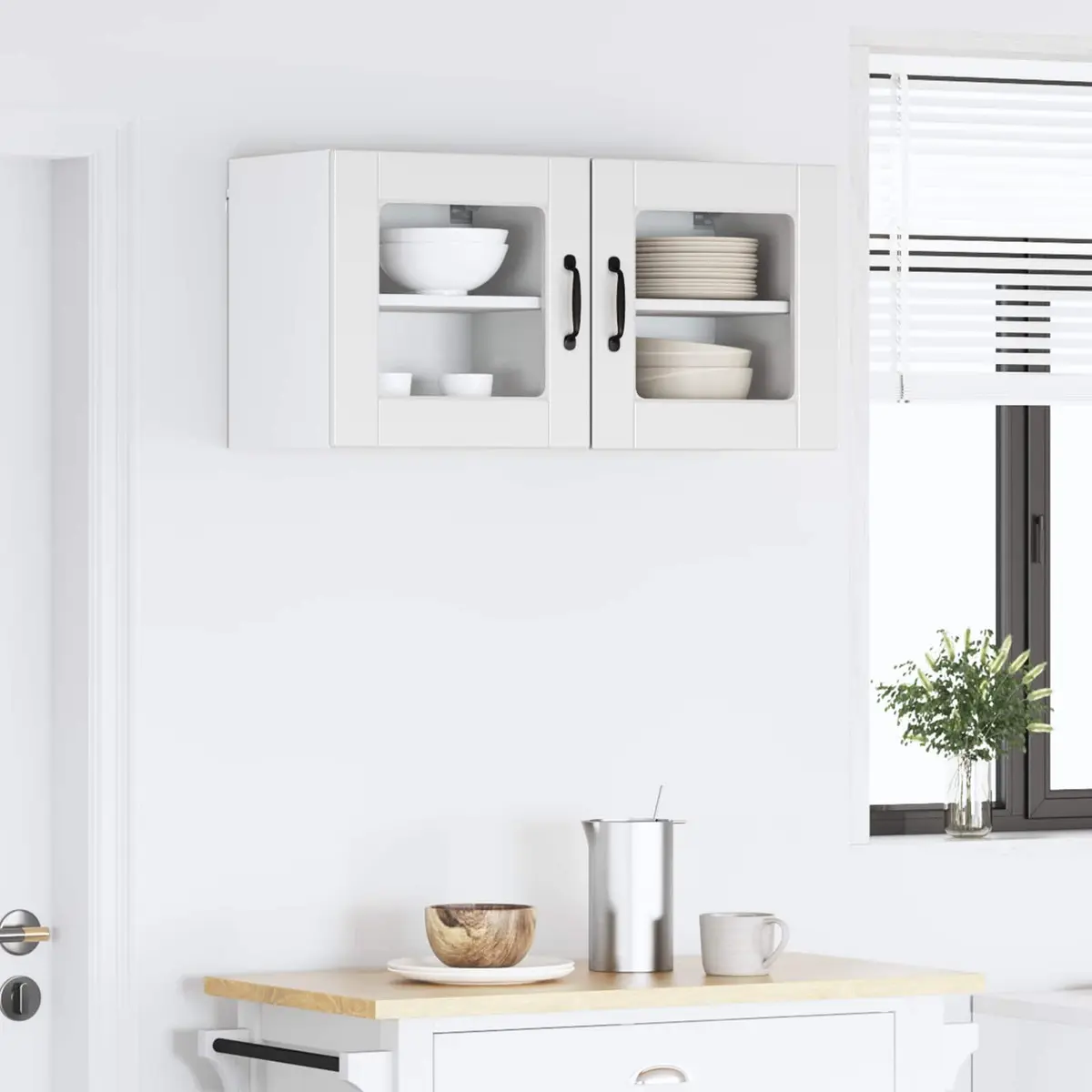 Wall Glass Cabinet Kitchen Storage 40 x 31 x 40 cm Modern Shelves 2 Piece