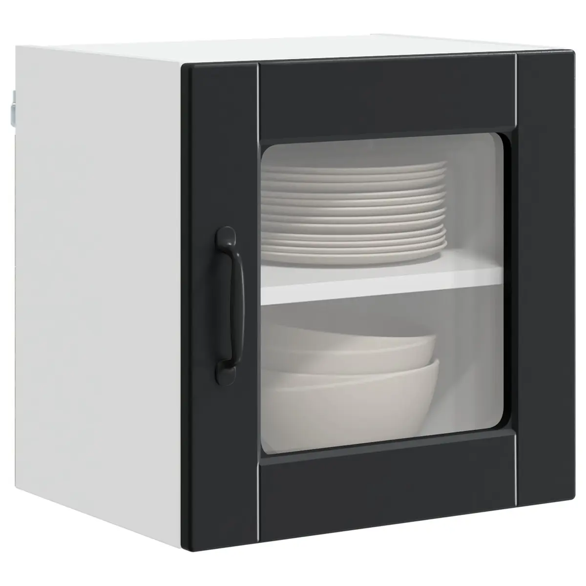 Wall Glass Cabinet Black Kitchen Storage 2 Pieces 40 x 31 x 40 cm Modern