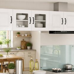 Wall Glass Cabinet PORTO High Gloss White Kitchen Storage 2 pcs 40x31x40cm