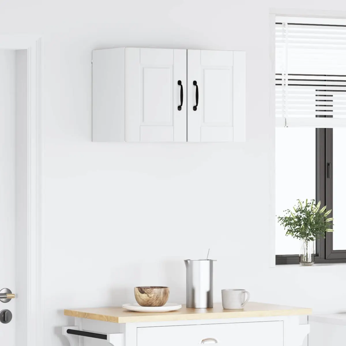 2-Piece White Wall-Mounted Kitchen Cabinet