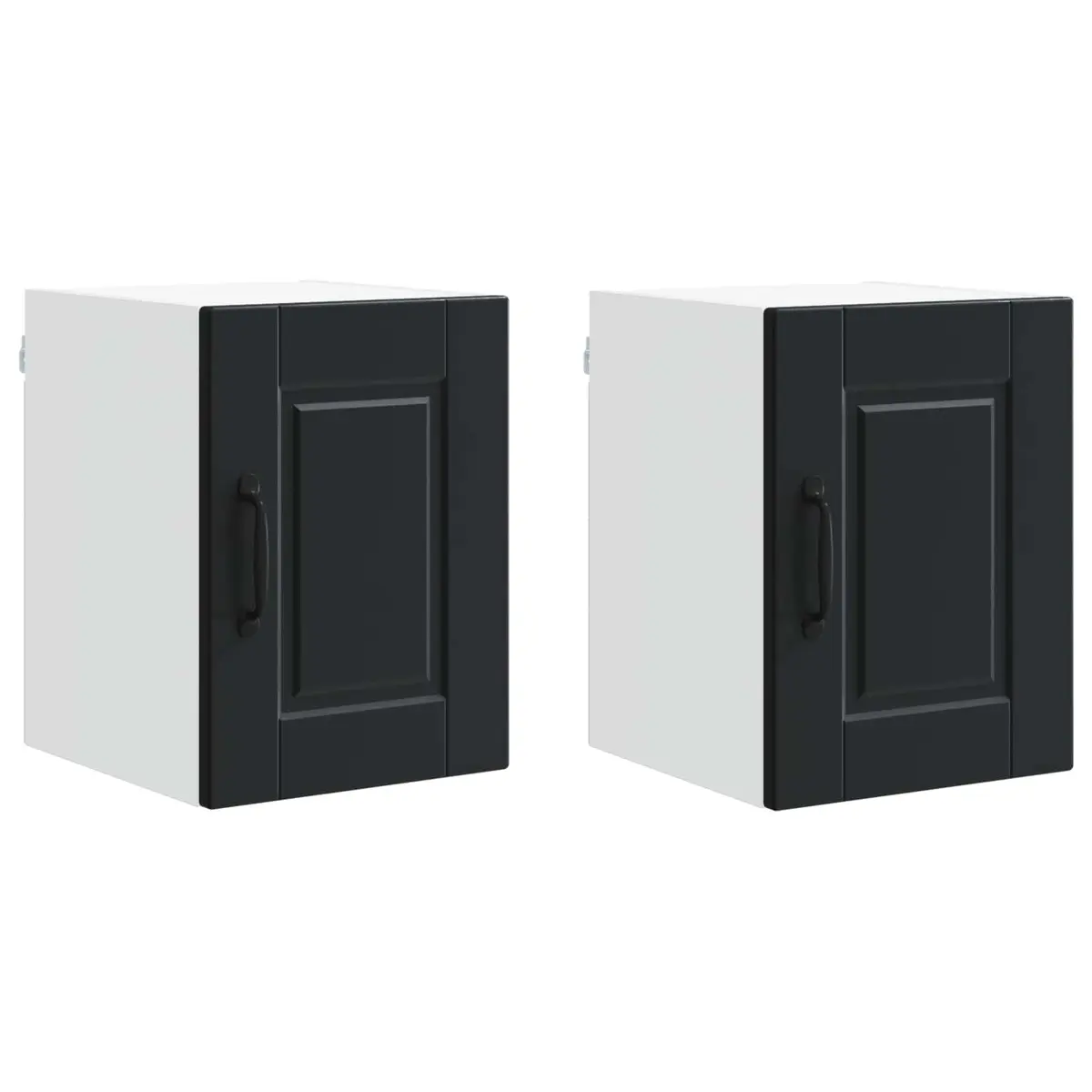 Black Engineered Wood Wall Mounted Cabinet Kitchen Storage 30x31x40cm 2 Units