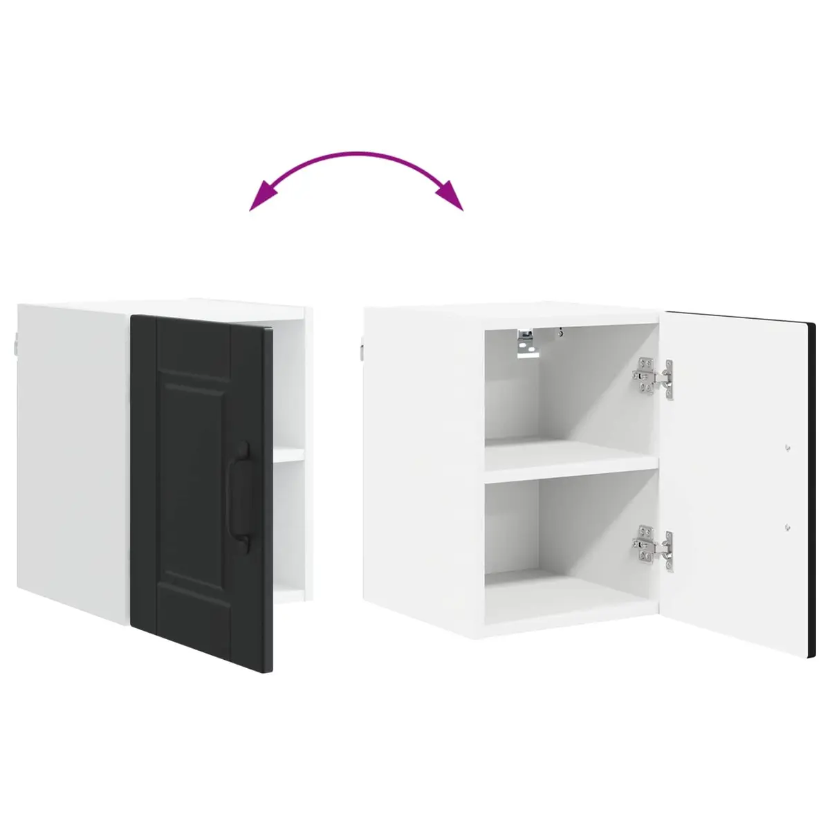 Black Engineered Wood Wall Mounted Cabinet Kitchen Storage 30x31x40cm 2 Units