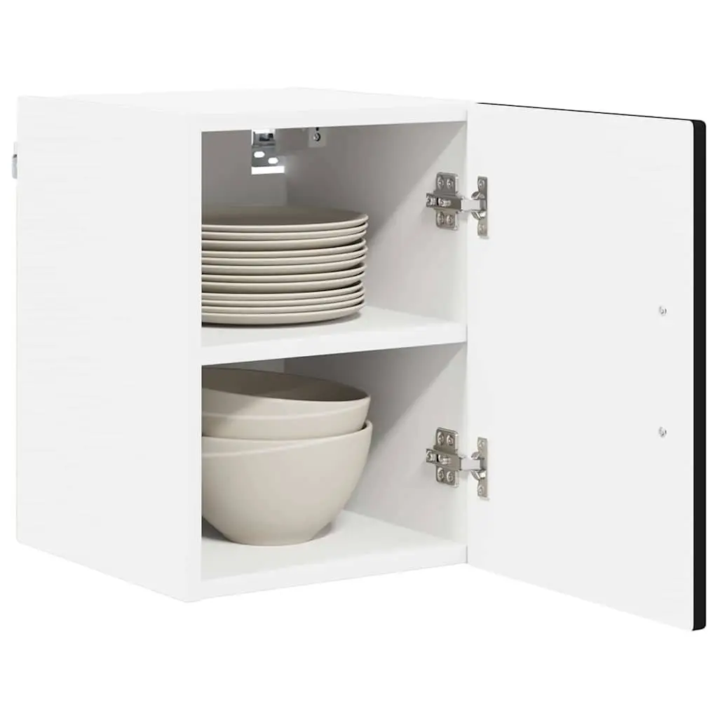 Black Engineered Wood Wall Mounted Cabinet Kitchen Storage 30x31x40cm 2 Units