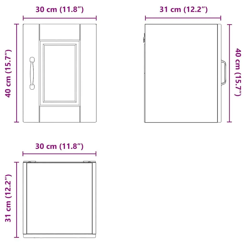 Wall Cabinet Kitchen Storage High Gloss White 30 x 31 x 40 cm