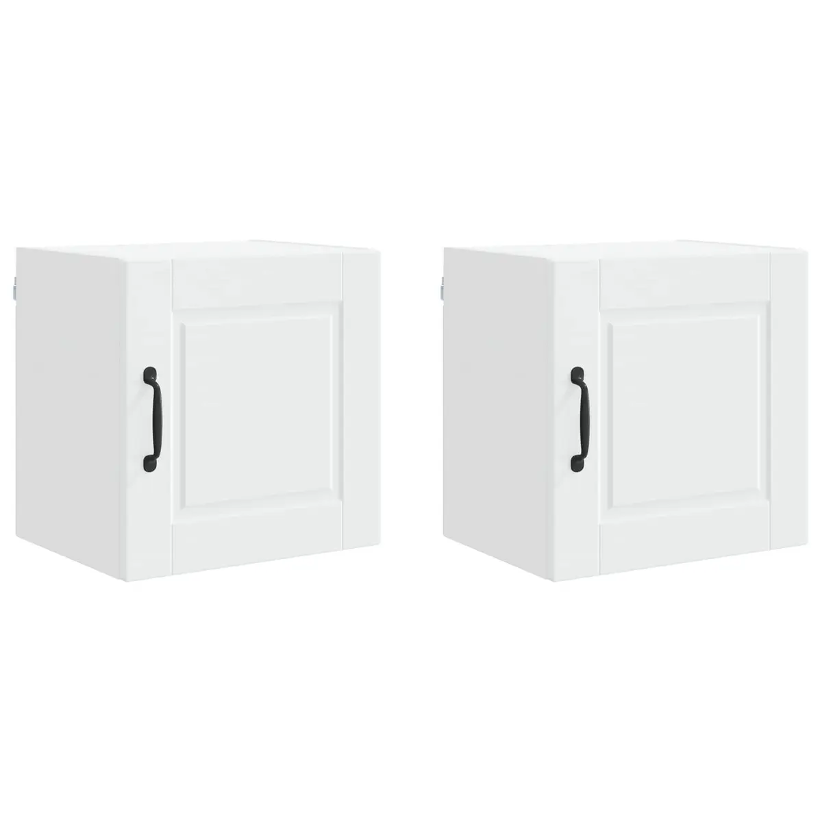 Wall Cabinet Kitchen Storage 2 pcs White Engineered Wood Shelves Compartments