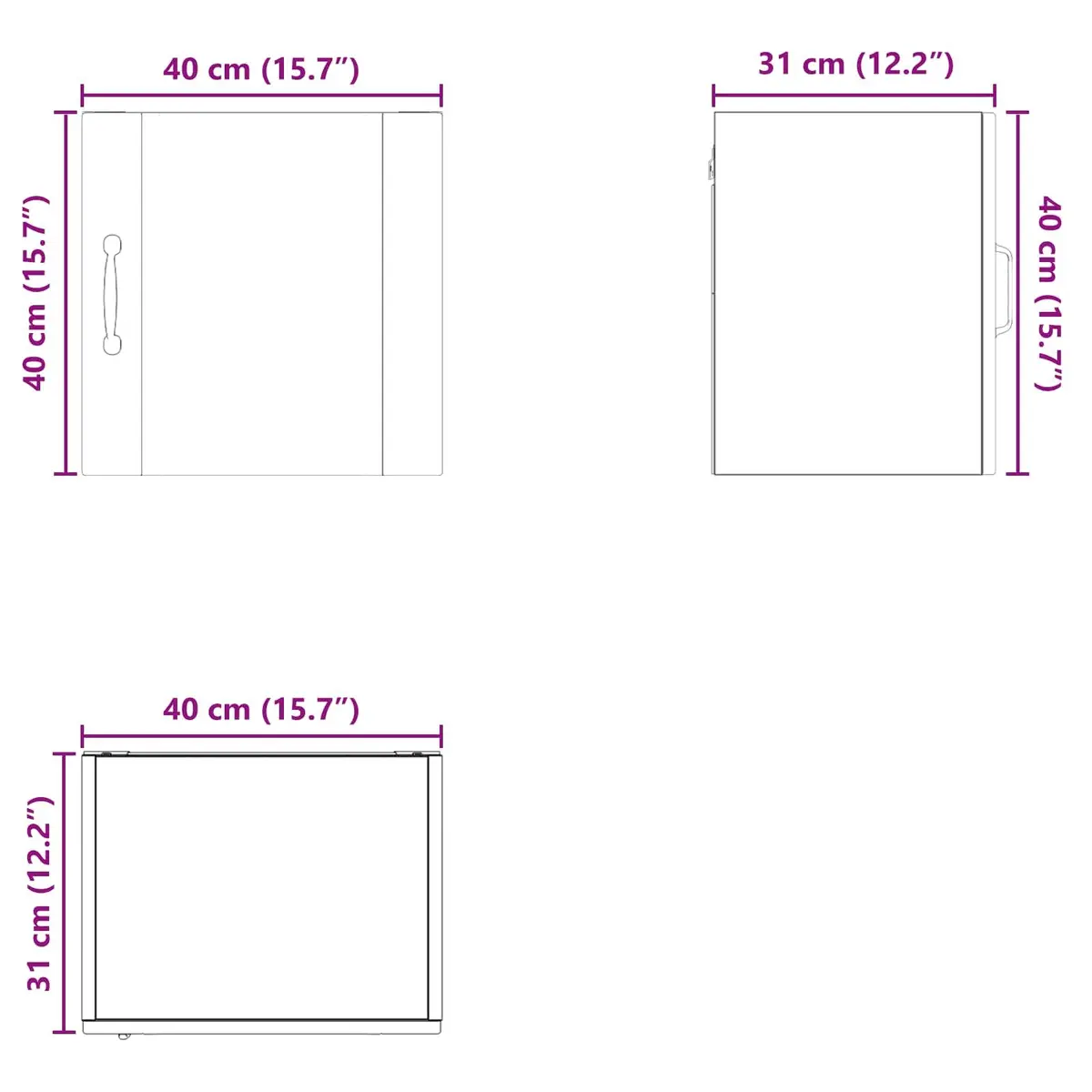 Wall Cabinet Kitchen Storage High Gloss White 40cm