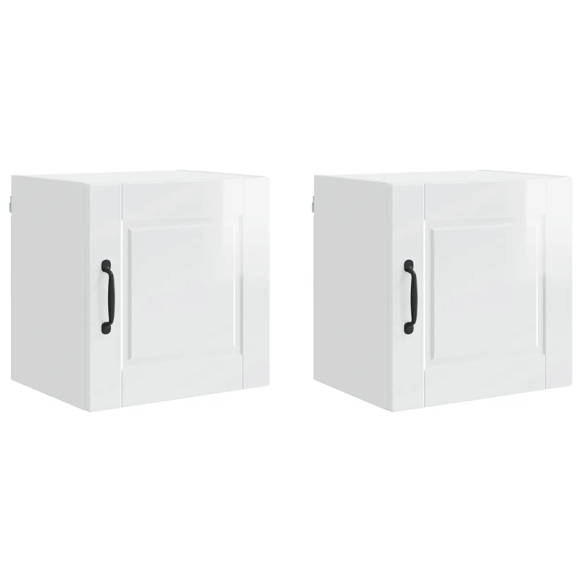 Wall Cabinet Kitchen Storage High Gloss White 40x31x40cm Shelves Compartments