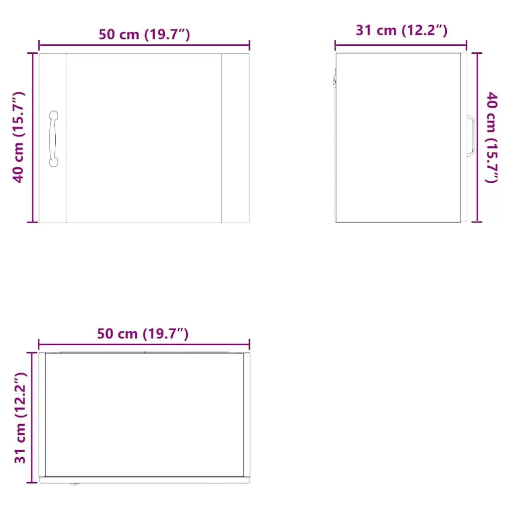 Wall Cabinet Kitchen Storage 2 pcs Black Engineered Wood 50 x 31 x 40 cm
