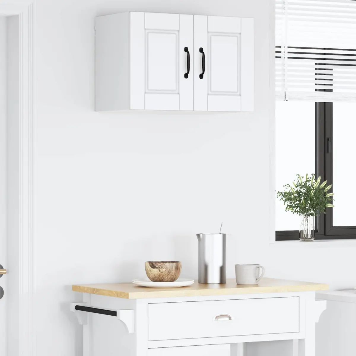Wall Cabinet Kitchen Storage White 60x31x40cm Engineered Wood Shelf Organizer