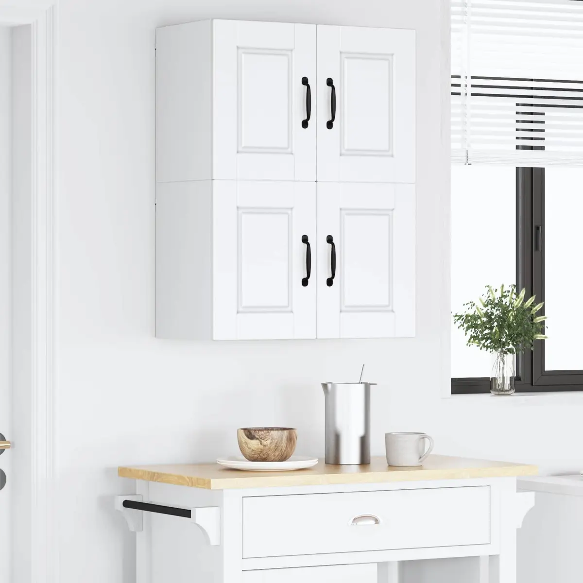 Wall Cabinet Kitchen Storage 2 Pcs White Engineered Wood 60x31x40cm