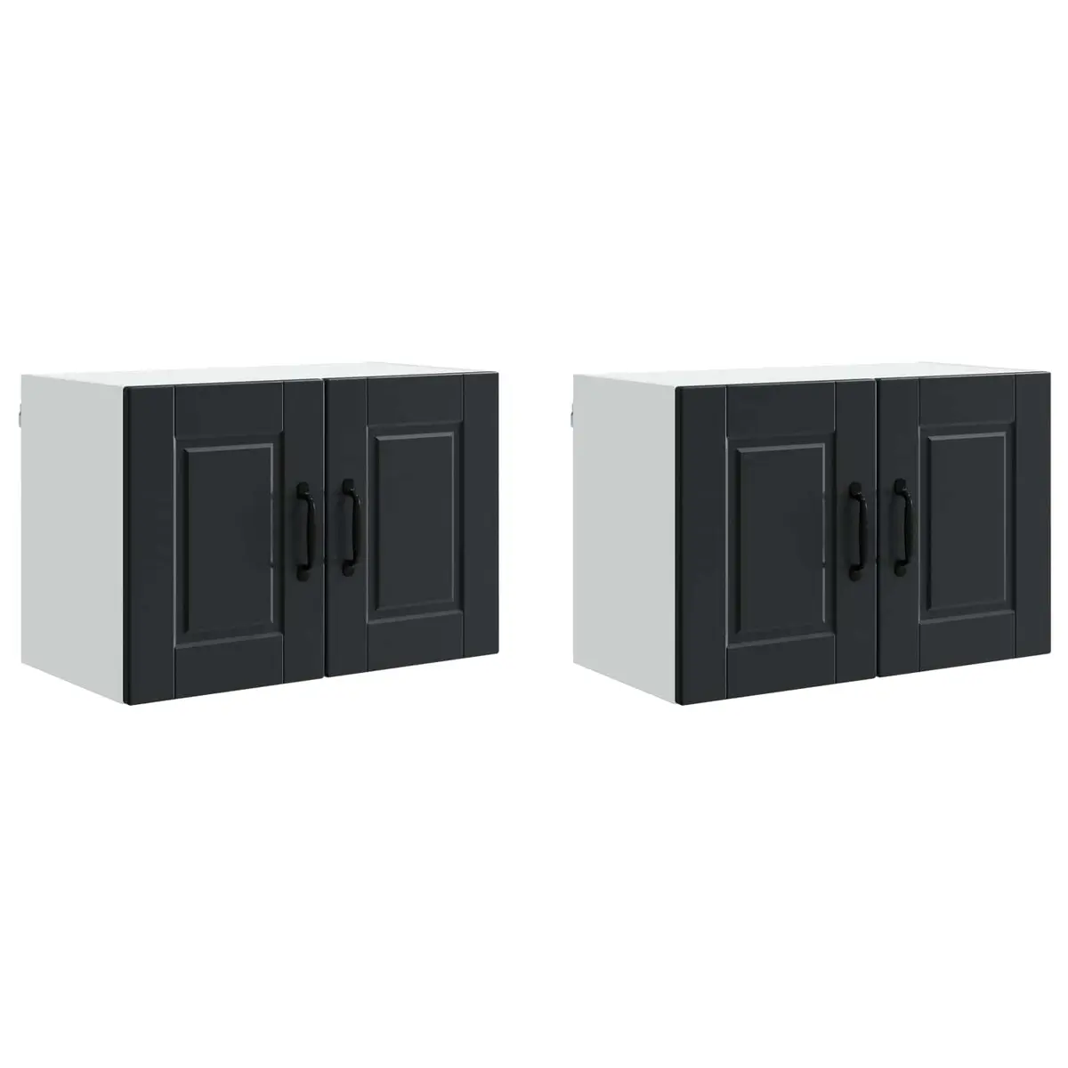 Wall Mounted Kitchen Cabinet 60x31x40cm Modern Black Engineered Wood 2 Piece Set