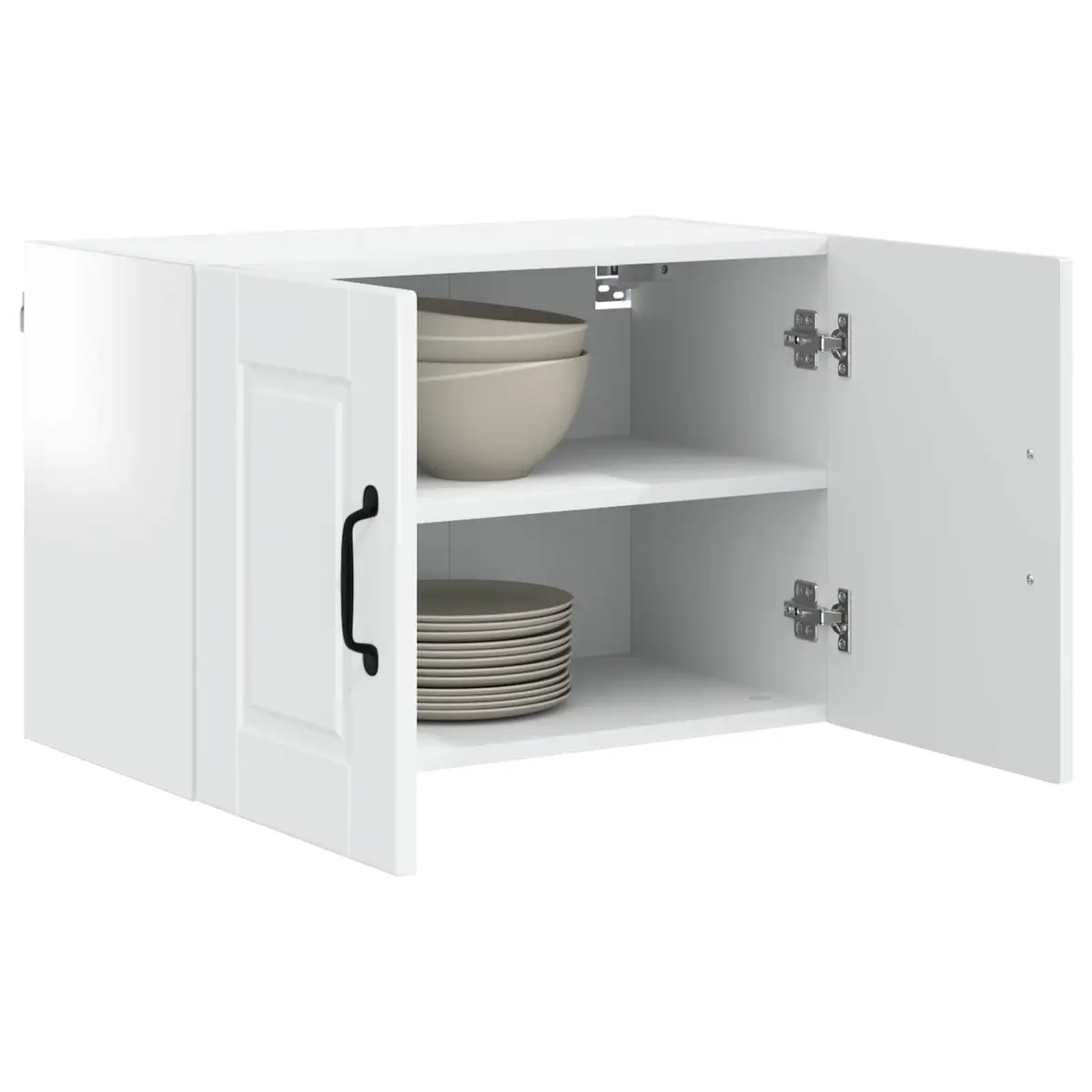 Wall Cabinet Kitchen 60 x 31 x 40 cm High Gloss White Storage Shelves