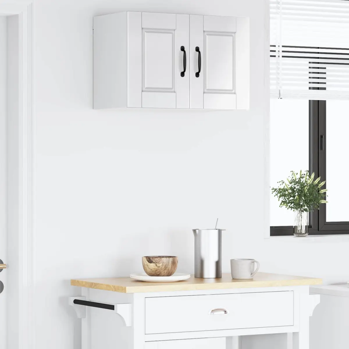 Wall Cabinet Kitchen 60 x 31 x 40 cm High Gloss White Storage Shelves