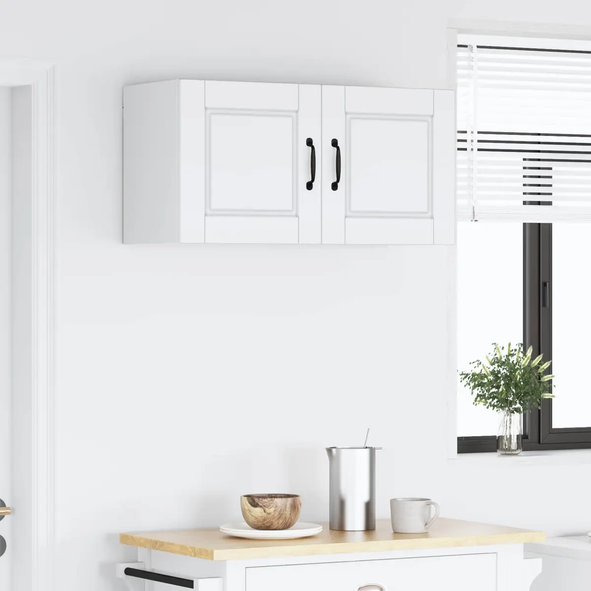 Wall Cabinet Modern Kitchen Storage White 80x31x40cm Engineered Wood Shelves