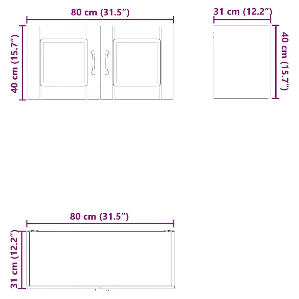 80x31x40cm Engineered Wood Wall Cabinet in Black