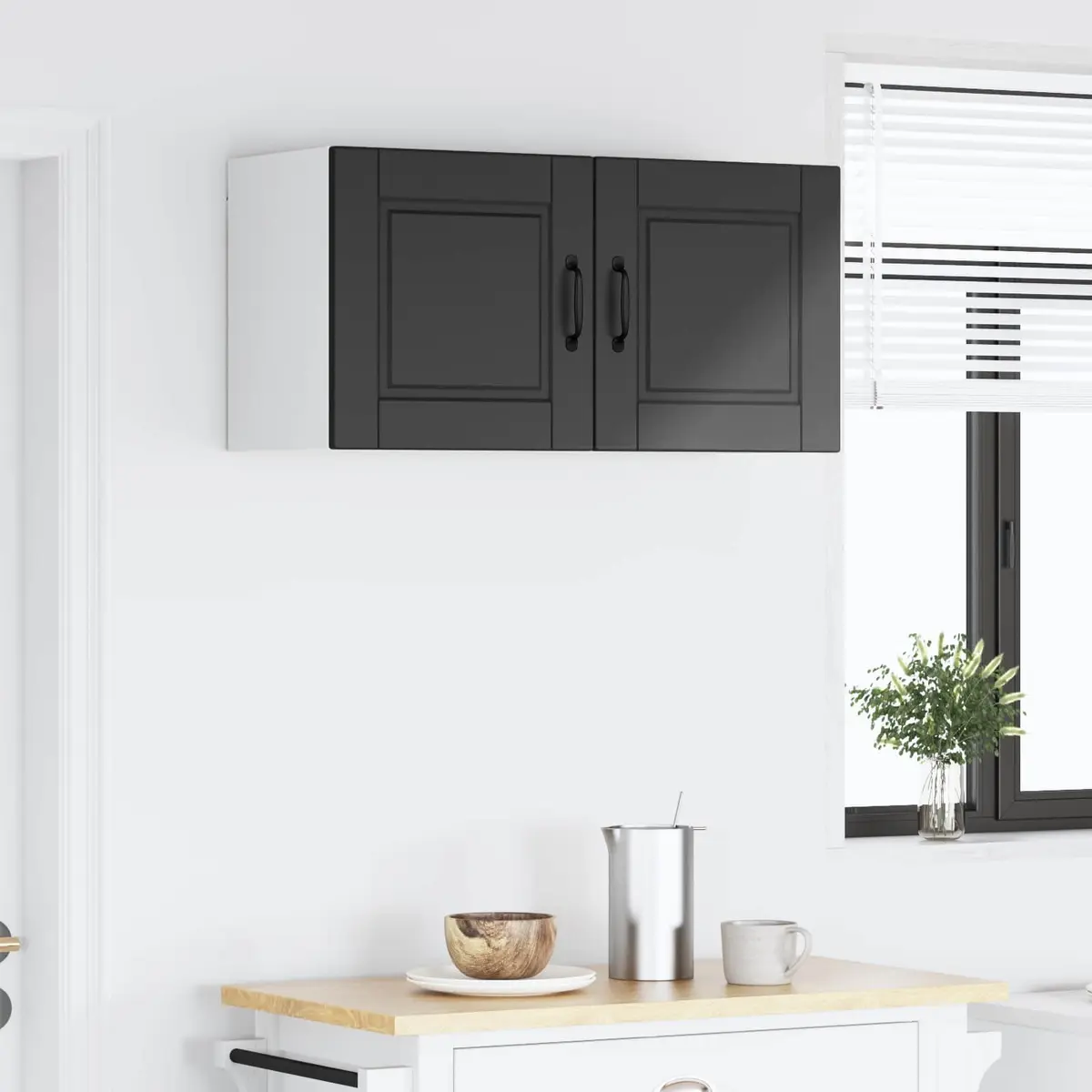 80x31x40cm Engineered Wood Wall Cabinet in Black