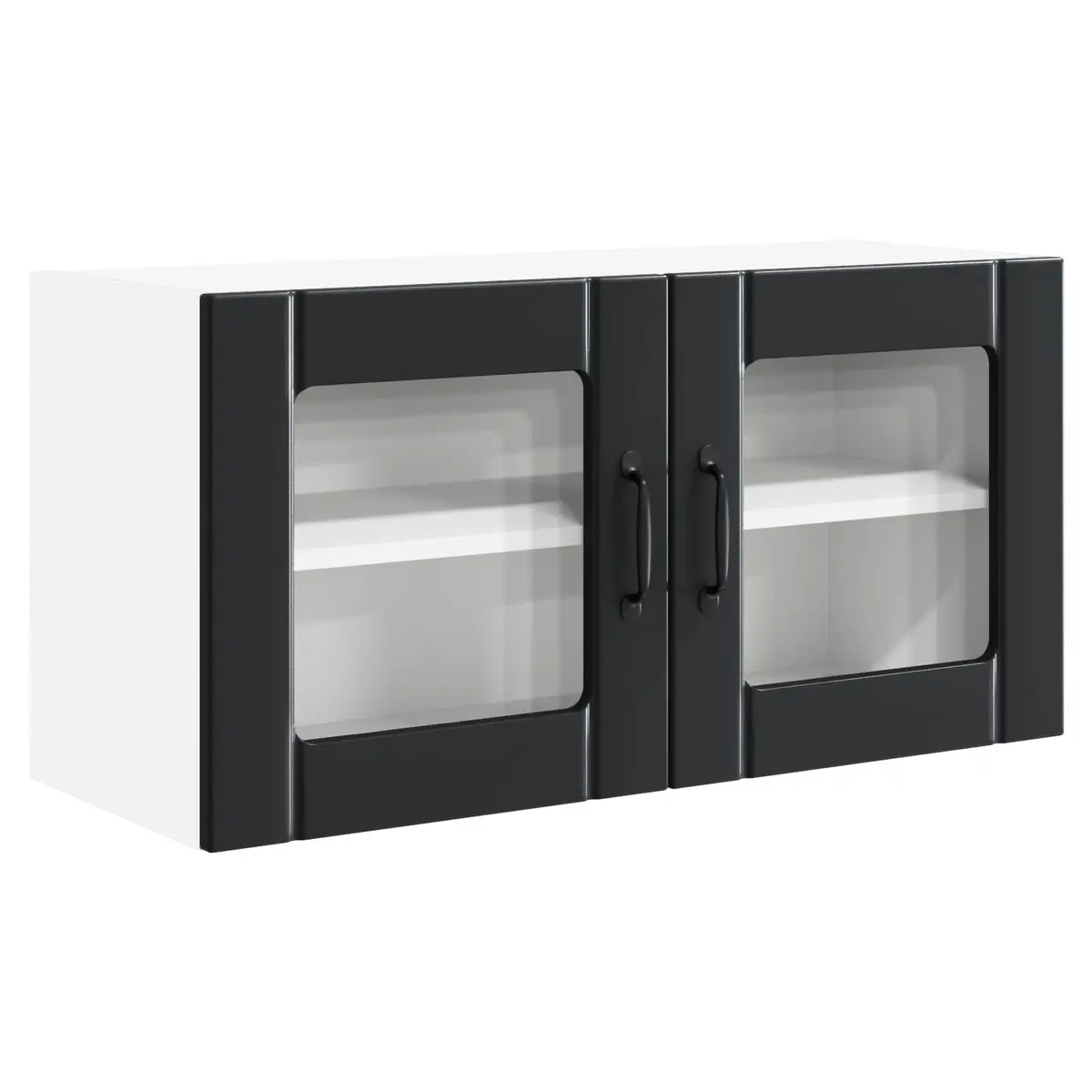 80x31x40cm Black Wall Glass Cabinet with Glass Elements