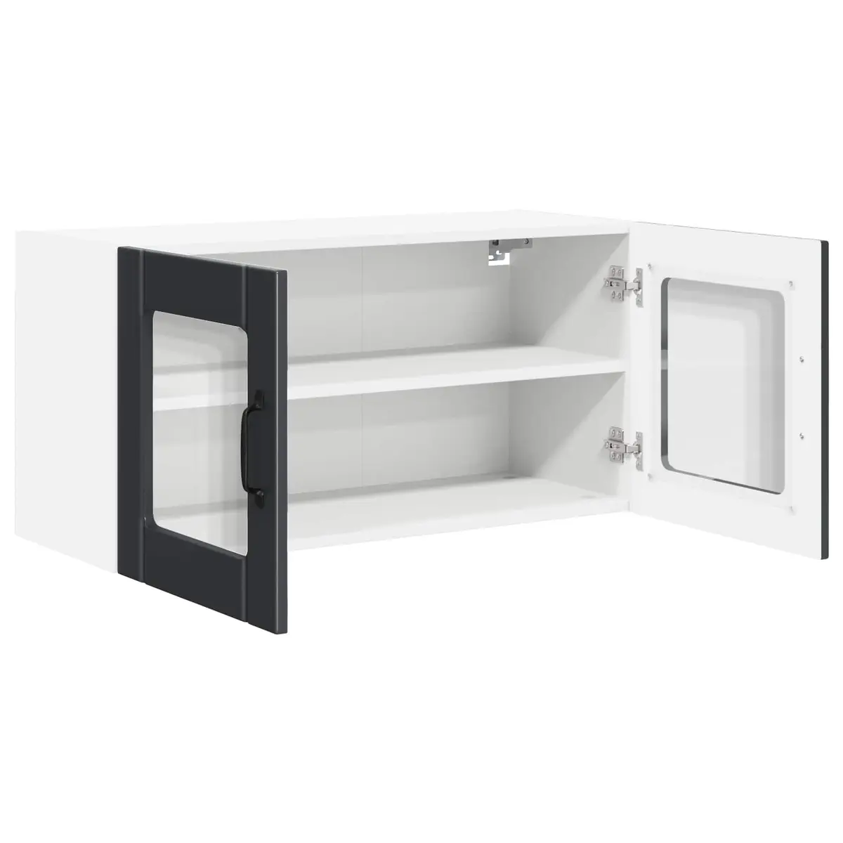 80x31x40cm Black Wall Glass Cabinet with Glass Elements