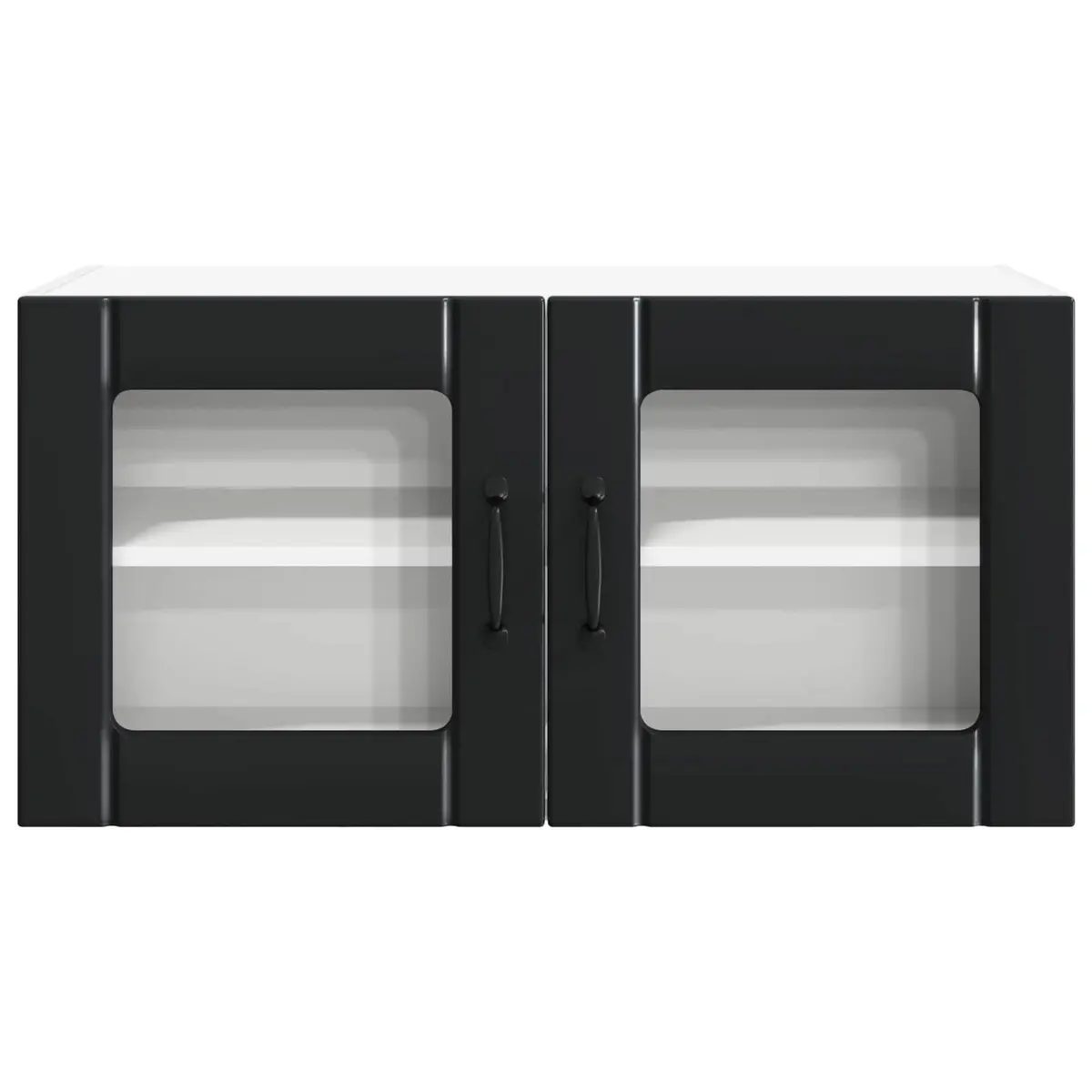 80x31x40cm Black Wall Glass Cabinet with Glass Elements
