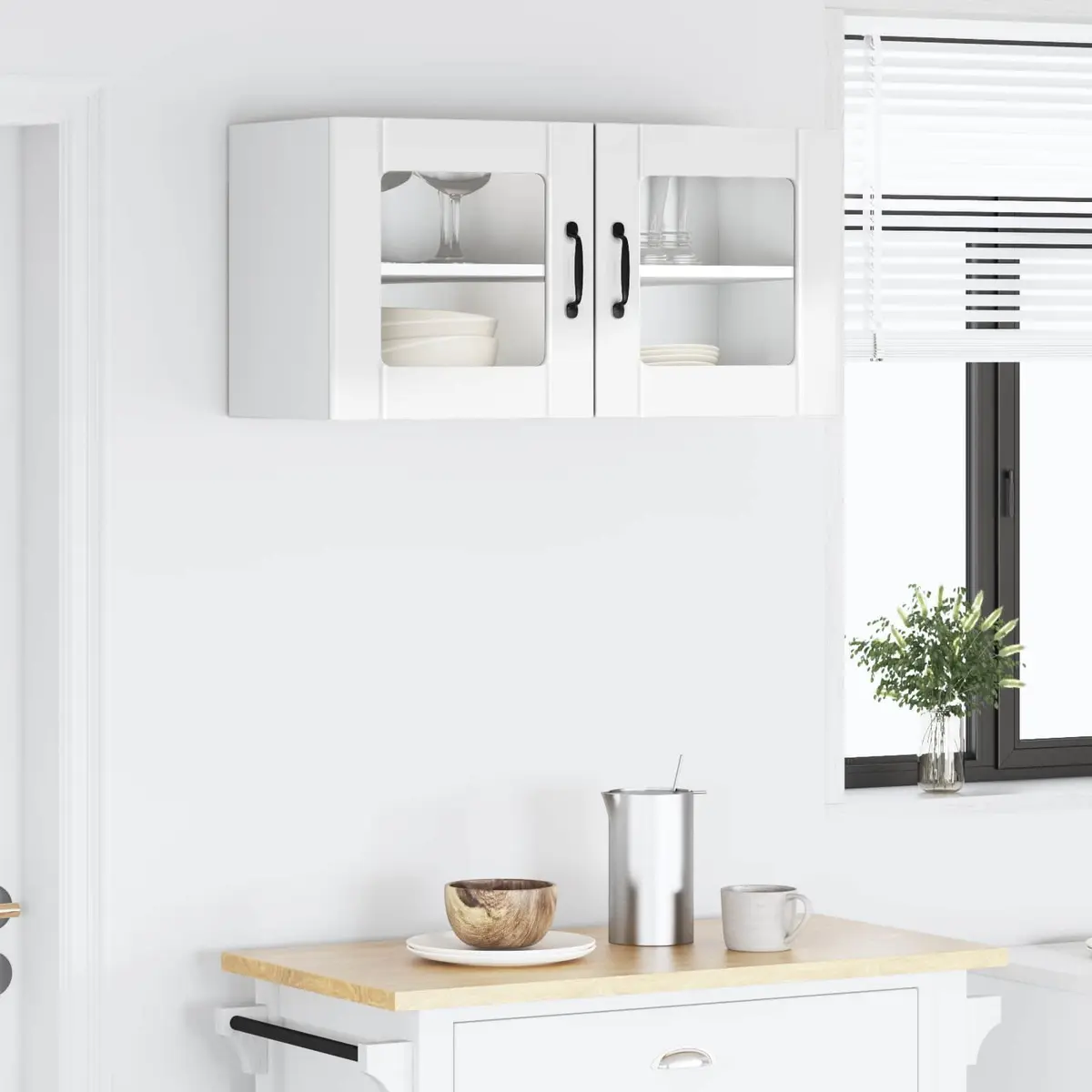 Wall Cabinet Indoor Kitchen Storage High Gloss White 80 x 31 x 40 cm