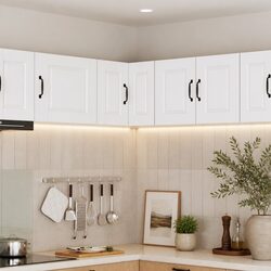 Wall-Mounted White Corner Cabinet for Organized Storage