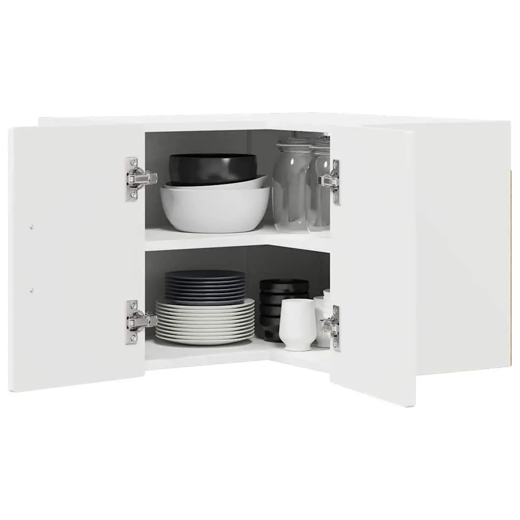 Wall-Mounted White Corner Cabinet for Organized Storage