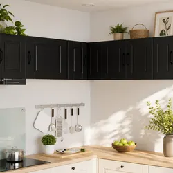 Corner Kitchen Cabinet: Black, 57x57x40cm, Engineered Wood