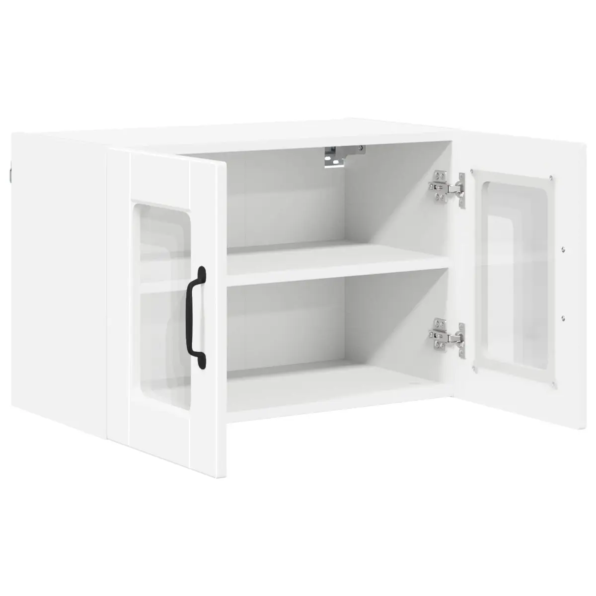 Wall Glass Cabinet White Kitchen Storage Mounted Shelves Compartments 60x31x40cm