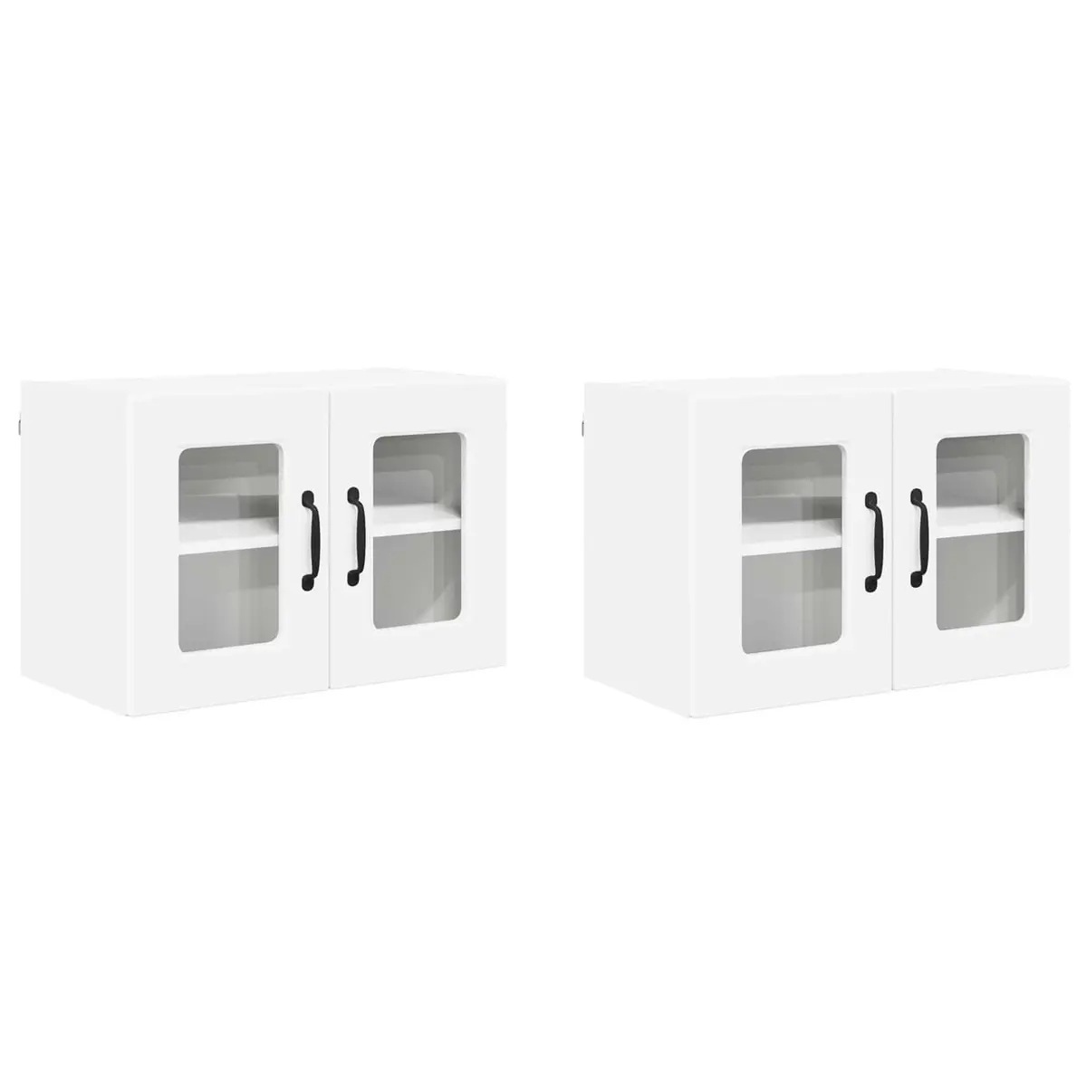Wall Glass Cabinet Kitchen Storage 60x31x40cm Modern 2 Piece