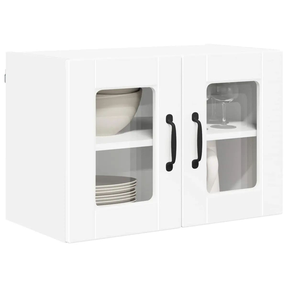 Wall Glass Cabinet Kitchen Storage 60x31x40cm Modern 2 Piece