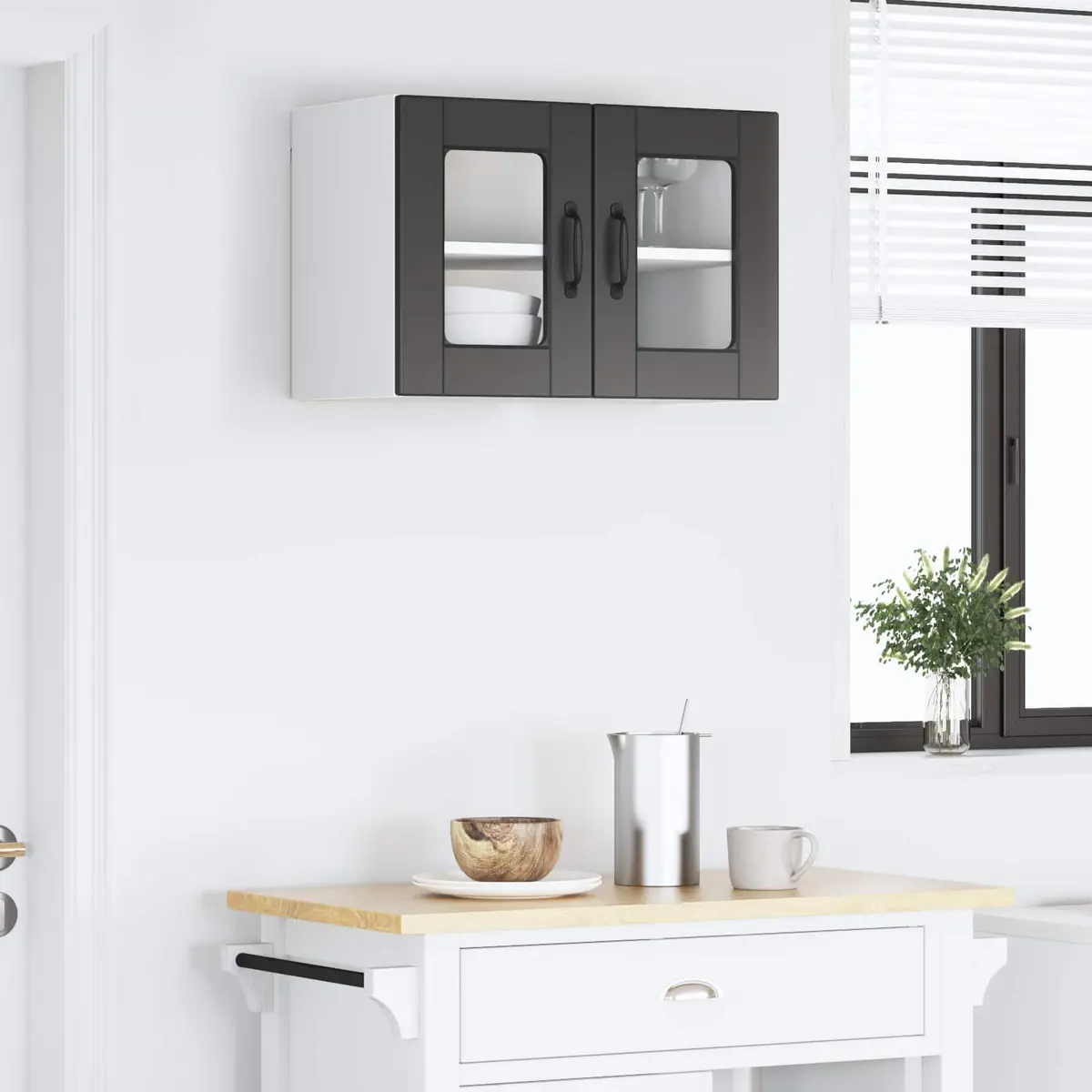 Wall Glass Cabinet Kitchen Storage 60x31x40cm Engineered Wood Organiser