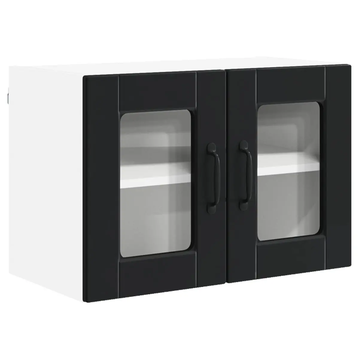 Wall Glass Cabinet Black Kitchen Storage 2 pcs 60 x 31 x 40 cm Modern Shelving