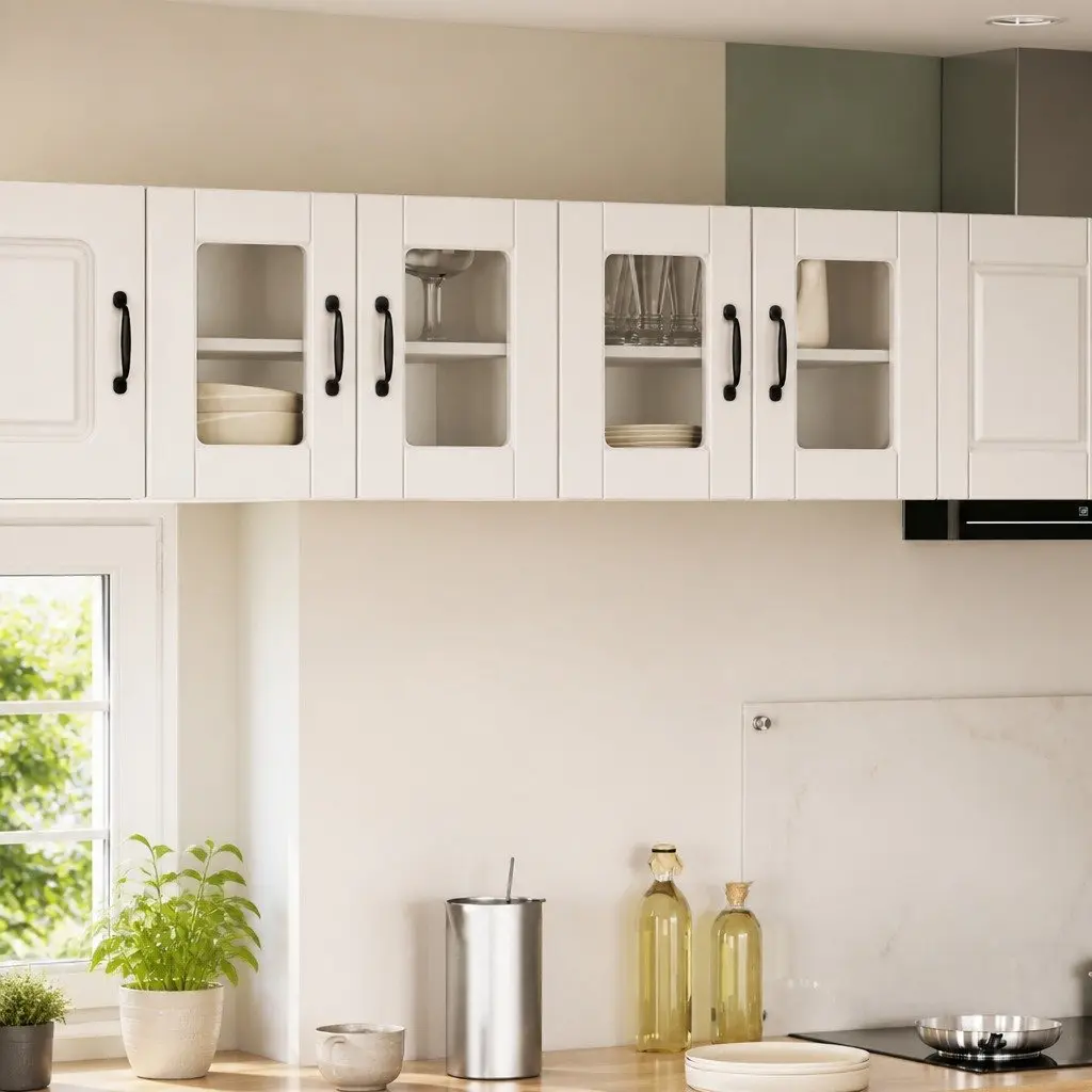 Wall Glass Cabinet High Gloss White Kitchen Storage Shelves 60 x 31 x 40 cm