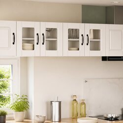 Wall Glass Cabinet High Gloss White Kitchen Storage Shelves 60 x 31 x 40 cm