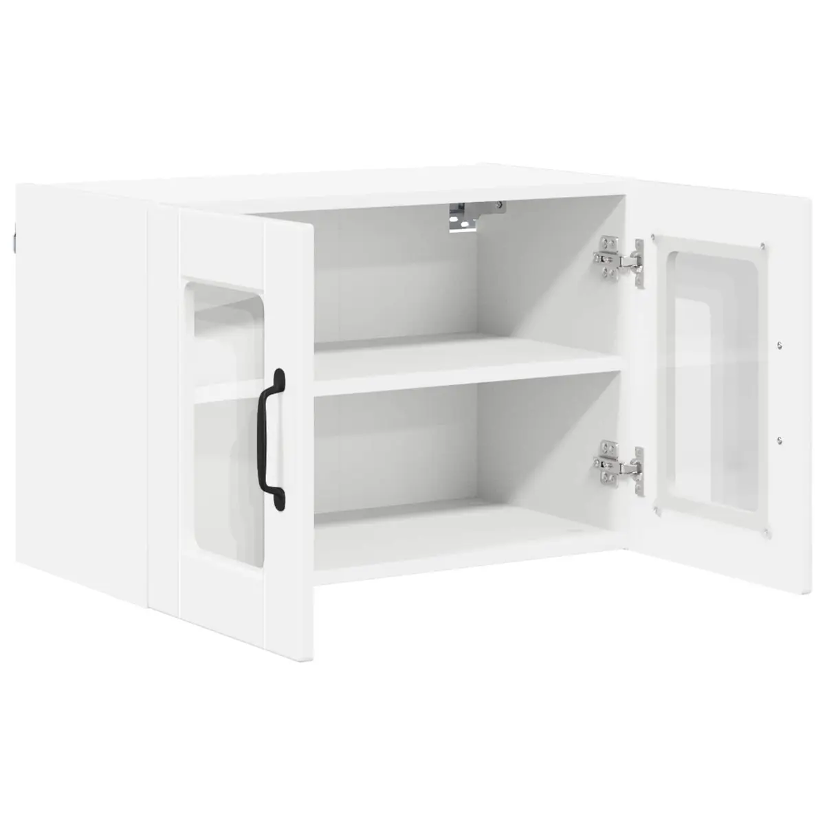 Wall Glass Cabinet 2 pcs High Gloss White Kitchen Storage Cupboard Wall Mounted