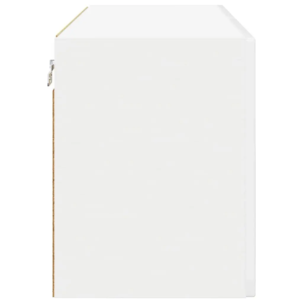 Wall Glass Cabinet 2 pcs High Gloss White Kitchen Storage Cupboard Wall Mounted