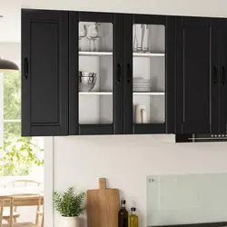 PORTO Glass Cabinet Dimensions: 40x31x80cm, Black