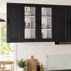 PORTO Glass Cabinet Dimensions: 40x31x80cm, Black