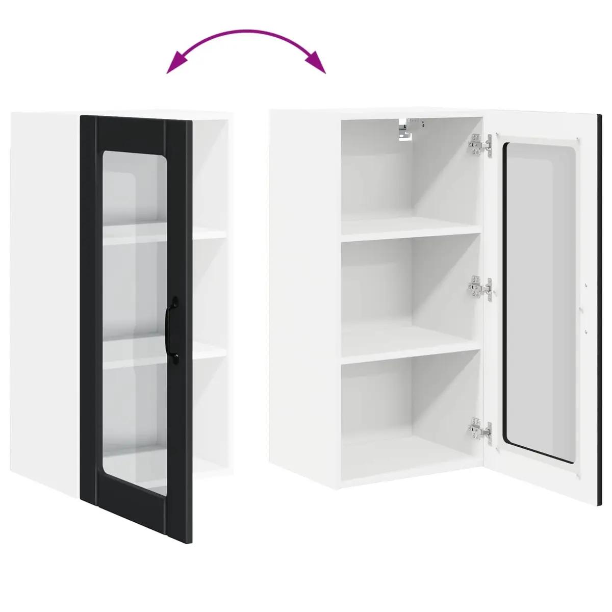 Wall Glass Cabinet Kitchen Storage Unit 40x31x80cm