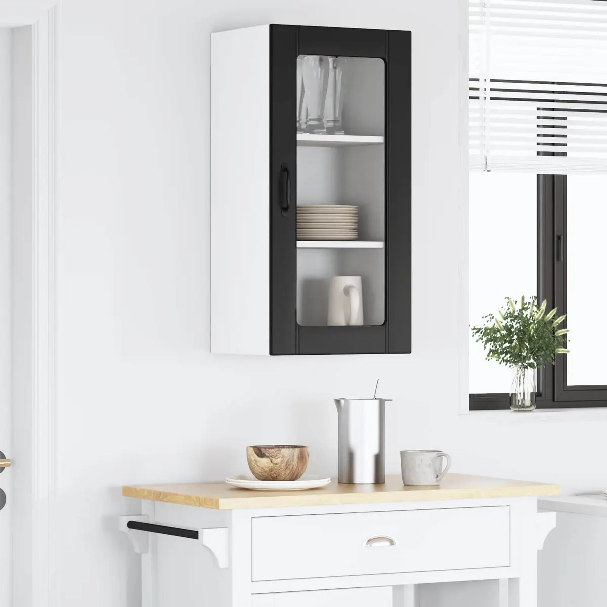 Wall Glass Cabinet Kitchen Storage Unit 40x31x80cm