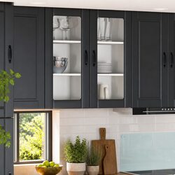Wall Glass Cabinet Specifications: 40 x 31 x 80 cm - Black